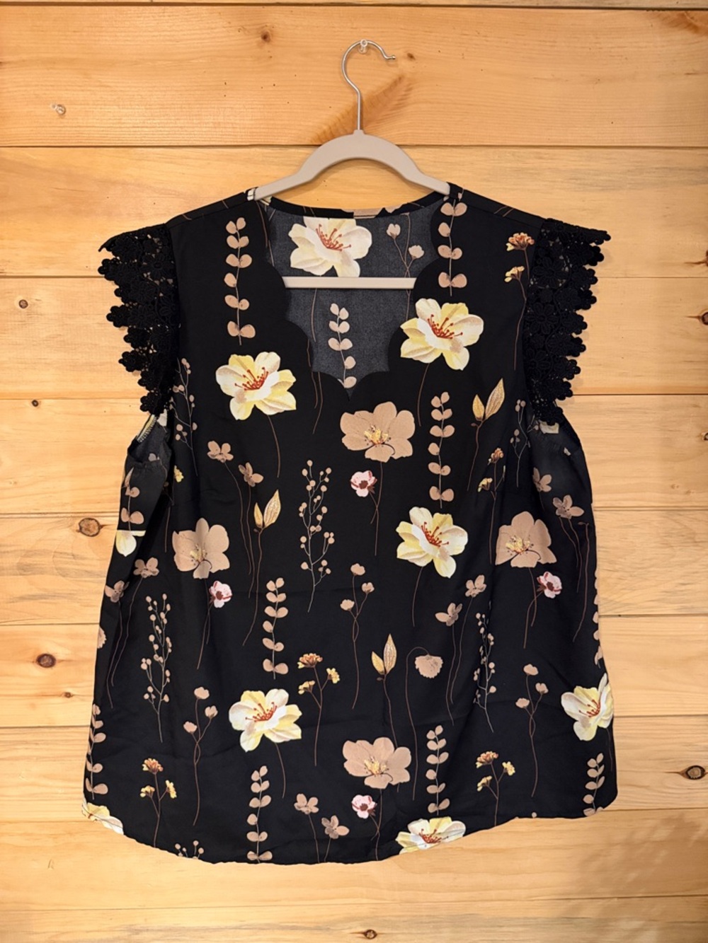 SHEIN White Floral Short-Sleeve Blouse with Purple & Pink Bloom